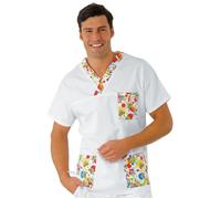 ISACCO Casacca Collo a V con Inserto Unisex in 100% Cotone (Smile)