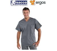Isacco CASACCA Collo a V Manica Corta Grigio Settore Medicale Unisex Tasche