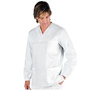 ISACCO Casacca Collo a V Unisex in 100% Cotone (Bianco)