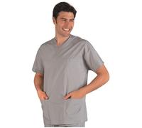 ISACCO Casacca Collo a V Unisex Mezza Manica in Policotone 125 Gr/m² (Grigio)