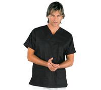 ISACCO Casacca Collo a V Unisex Mezza Manica in Policotone 125 Gr/m² (Nero)