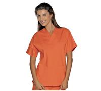 ISACCO Casacca Collo a V Unisex Mezza Manica in Poliestere Cotone (Corallo)