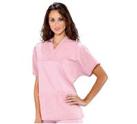 ISACCO Casacca Collo a V Unisex Mezza Manica in Poliestere Cotone (Rosa)