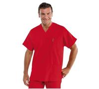 ISACCO Casacca Collo a V Unisex Mezza Manica in Poliestere Cotone (Rosso)