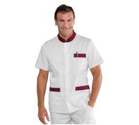 ISACCO Casacca Coreana CORFU' Mezza Manica Unisex in Policotone Bianco+bordeaux