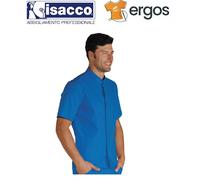 ISACCO Casacca Coreana Dentista CORFU' Mezza Manica Unisex in Cotone Azzurro