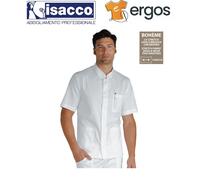 Isacco Casacca CORFU' Uomo Boheme Stretch Bianca Collo Coreana Manica Corta