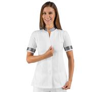 Isacco Casacca HIBISCUS Manica Corta Silver Sciancrata Donna Estetista Dentista