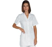 ISACCO Casacca MARBELLA Donna Mezza Manica con Bottoni in 100% Cotone (Bianco)