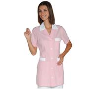 ISACCO Casacca MARBELLA Donna Mezza Manica in 100% Cotone Piquet (Riga Rosa)