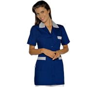 ISACCO Casacca MARBELLA Donna Mezza Manica in Poliestere Cotone (Blu+riga Blu)