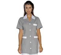ISACCO Casacca MARBELLA Donna Mezza Manica in Poliestere Cotone (Grigio+bianco)