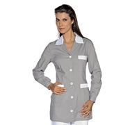 Isacco Casacca Marbella Grigio+Bianco, Grigio+Bianco, M, 65% Poliestere 35% Cotone, Manica Lunga, Bottoni con Asola