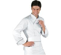 ISACCO Giacca Cuoco BILBAO Unisex in 100% Cotone (Bianco+nero)