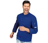 ISACCO Giacca Cuoco BILBAO Unisex in Poliestere Cotone (Blu Cina)