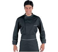 ISACCO Giacca Cuoco BILBAO Unisex in Poliestere Cotone (Nero+bianco)