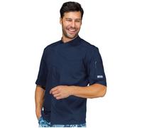 ISACCO Giacca Cuoco BILBAO Unisex Mezza Manica in Poliestere Cotone (Blu)