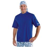 ISACCO Giacca Cuoco BILBAO Unisex Mezza Manica in Poliestere Cotone (Blu Cina)