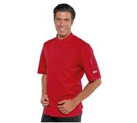 ISACCO Giacca Cuoco BILBAO Unisex Mezza Manica in Poliestere Cotone (Rosso)