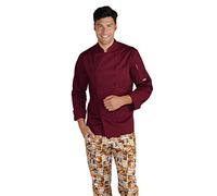 Isacco Giacca Cuoco Classica Bordeaux, Bordeaux, XXL, 65% Poliestere 35% Cotone, Manica Lunga, Bottoni antipanico - Tessuto 195 gr/m²