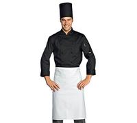 Isacco Giacca Cuoco Classica Nero, Nero, L, 65% Poliestere 35% Cotone, Manica Lunga, Bottoni antipanico - Tessuto 125 gr/m²