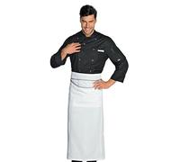 Isacco Giacca Cuoco Classica Nero, Nero, M, 65% Poliestere 35% Cotone, Manica Lunga, Bottoni a pressione - Tessuto 195 gr/m²