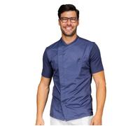 ISACCO Giacca Cuoco FRANKLIN Mezza Manica Unisex in Poliestere Impermeabile Blu