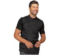 ISACCO Giacca Cuoco FRANKLIN Mezza Manica Unisex in Poliestere Impermeabile Nero