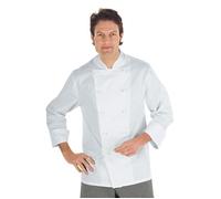 ISACCO Giacca Cuoco Unisex Bottoni Antipanico in 100% Cotone 190 Gr Bianco