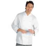 ISACCO Giacca Cuoco Unisex Bottoni Antipanico in 100% Cotone 210 Gr Bianco