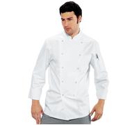 ISACCO Giacca Cuoco Unisex con Bottoni Antipanico in 100% Cotone (Bianco)