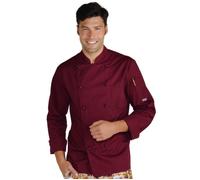 ISACCO Giacca Cuoco Unisex con Bottoni Antipanico in Policotone (Bordeaux)