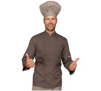 ISACCO Giacca Cuoco Unisex con Bottoni Antipanico in Poliestere Cotone (Fango)