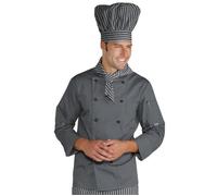 ISACCO Giacca Cuoco Unisex con Bottoni Antipanico in Poliestere Cotone (Grigio)