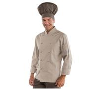 ISACCO Giacca Cuoco Unisex con Bottoni Antipanico in Poliestere Cotone (Tortora)