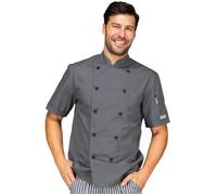 ISACCO Giacca Cuoco Unisex Mezza Manica Bottoni Antipanico in Policotone Grigio