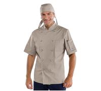 ISACCO Giacca Cuoco Unisex Mezza Manica Bottoni Antipanico in Policotone Tortora