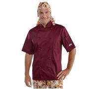 ISACCO Giacca Cuoco Unisex Mezza Manica Bottoni Antipanico Policotone Bordeaux