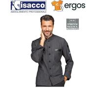 Isacco Giacca KOEN Stretch Slim Manica Lunga Unisex Jeans Nero Chef Cucina Cuoco