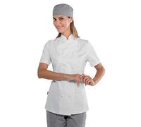 Isacco Giacca Lady Chef Bianco, Bianco, S, 100% Cotone, Mezza Manica, Bottoni antipanico - Tessuto 190 gr/m²