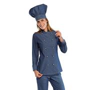 Isacco Giacca Lady Chef Jeans, Jeans, S, 100% Cotone, Manica Lunga, 220 gr/m²