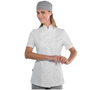 ISACCO Giacca LADY CHEF Mezza Manica Donna in Cotone Elasticizzato (Bianco)