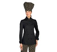 Isacco Giacca Lady Chef Nero, Nero, XL, 65% Poliestere 35% Cotone, Manica Lunga, 125 gr/m²