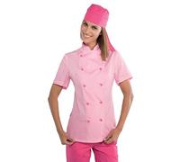 Isacco Giacca Lady Chef Rosa, Rosa, M, 65% Poliestere 35% Cotone, Mezza Manica, 125 gr/m²