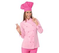 Isacco Giacca Lady Chef Rosa, Rosa, XL, 65% Poliestere 35% Cotone, Manica Lunga, 125 gr/m²