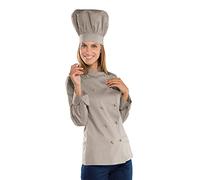 Isacco Giacca Lady Chef Tortora, Tortora, M, 65% Poliestere 35% Cotone, Manica Lunga, 195 gr/m²