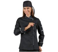ISACCO Giacca LADY ZIP Donna in Poliestere Cotone (Nero/Bianco)