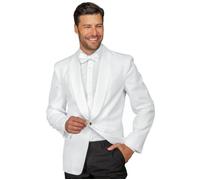 ISACCO Giacca Unisex Scialle Monopetto in 100% Poliestere (Bianco)