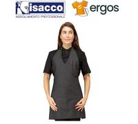 Isacco GREMBIULE BISTRO Corto Jeans Nero Bar Sommelier Sala Cameriere Tasche Pub