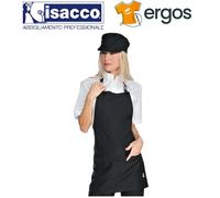 Isacco GREMBIULE BROOKLYN Donna Nero Cucina Cuoca Pub Barista Servizio Pettorina